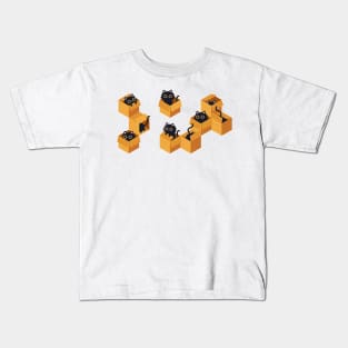 Black Cats In Boxes Kids T-Shirt